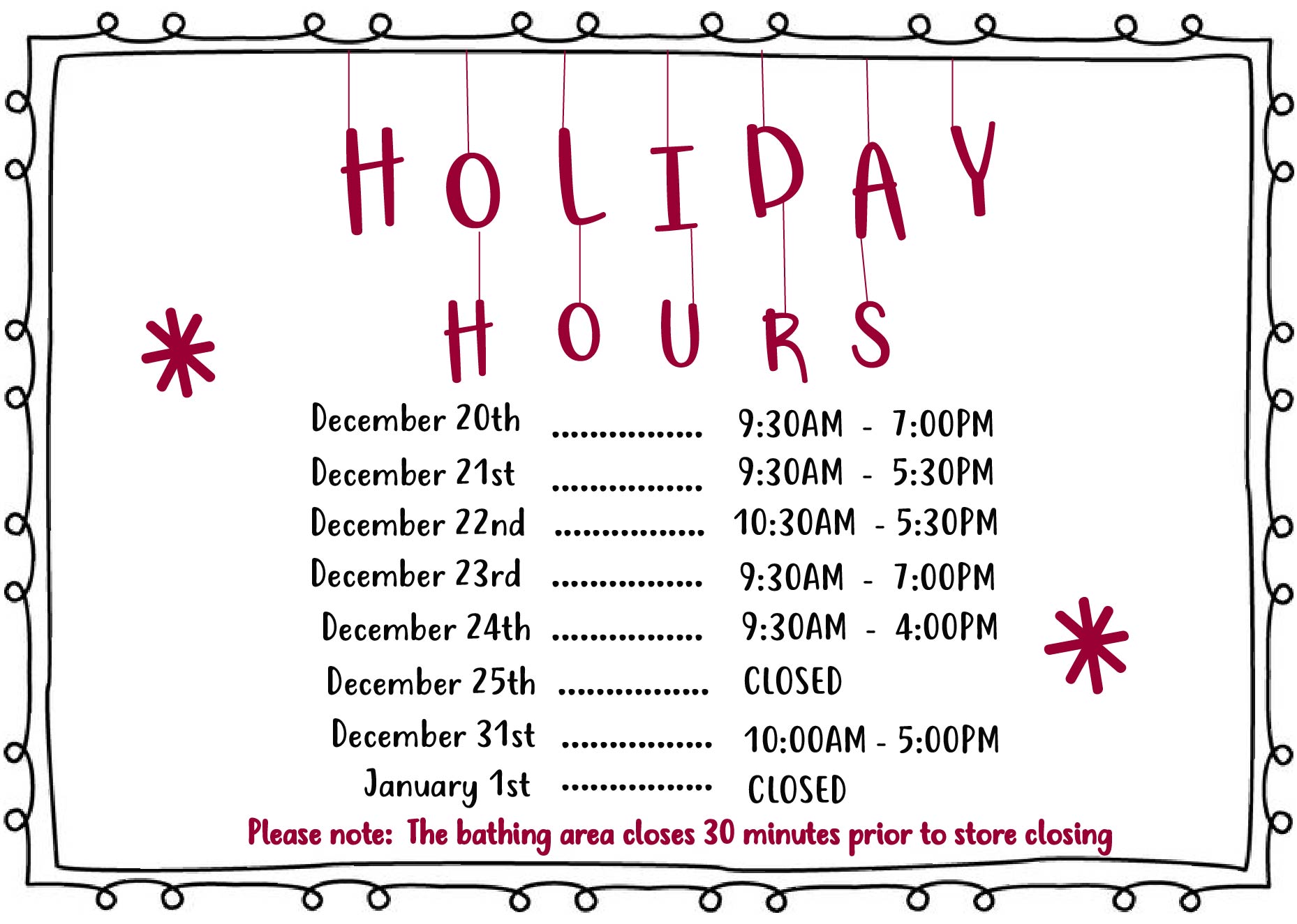 Extended Holiday Hours 4paws