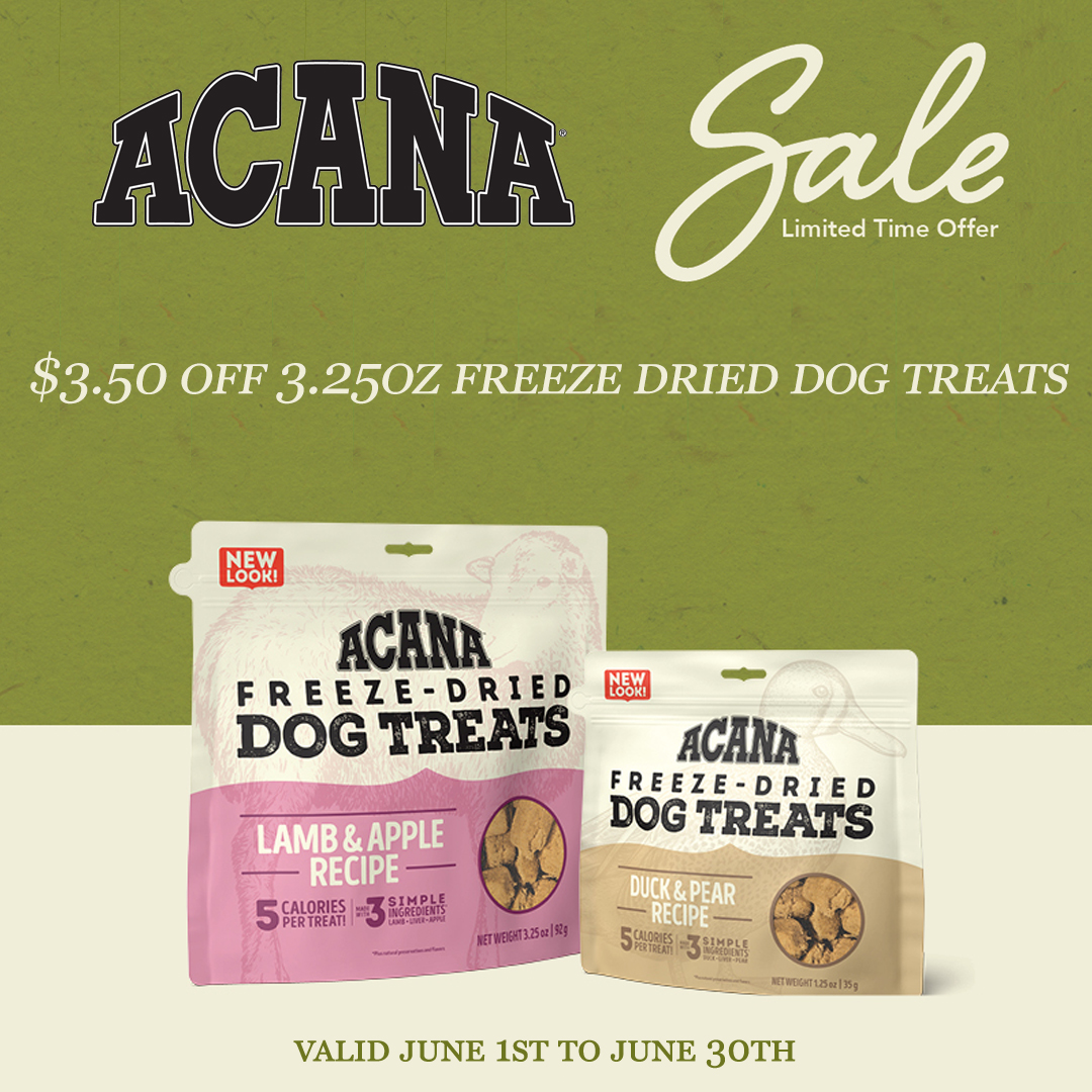 sale on acana freeze dried treats at 4 paws pantry