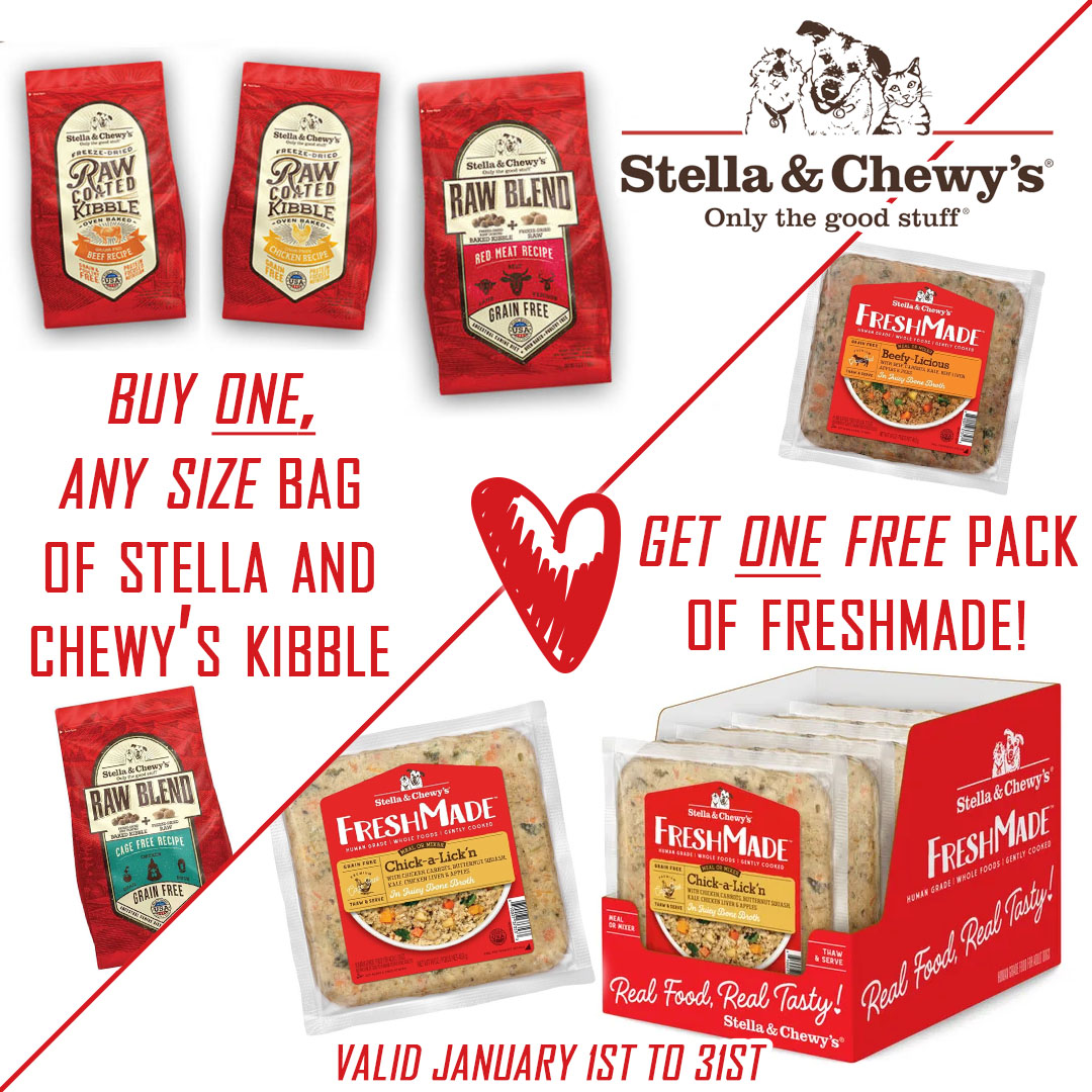 stella and chewy's food deal for january, kibble bogo