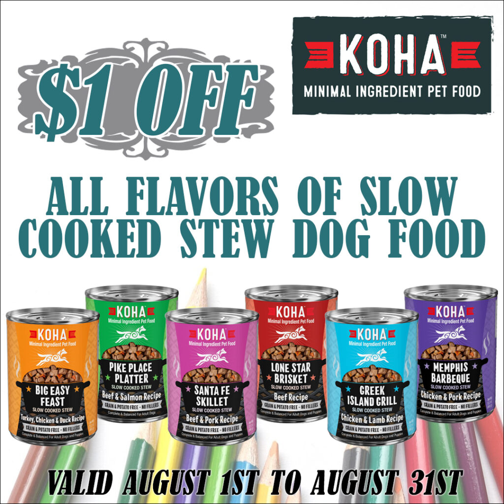 koha sale august 2024 on slow cooked stew dog cans